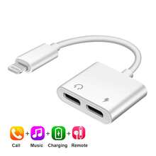 二合一 Lightning 转 3.5 毫米/Lightning 音频适配器，无损音质转换器耳机适配器，兼容 14 Pro Max/14 Pro/14 Plus/14/13/12/11，音频转换线，充电和通话适配器 - 白色 - 查看 14