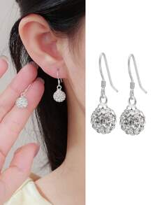 1 对/2 件 925 纯银奢华超闪亮女士香巴拉耳环，螺丝扣 S-Bar，适合作为送给朋友的圣诞礼物，适合派对音乐节和主题派对低过敏性