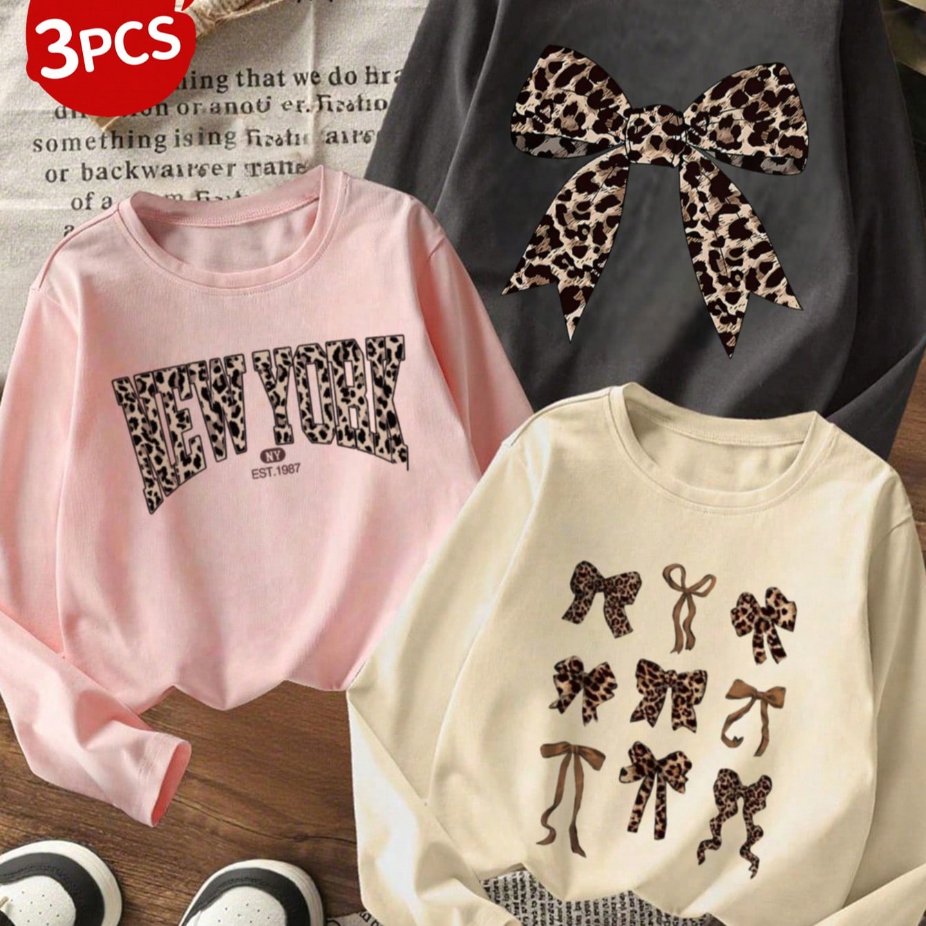 Pieza Camiseta de manga larga con cuello redondo y estampado casual para niñas, prenda superior para estudiantes jóvenes en otoño - Esta llamativa