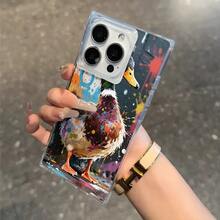 Funda con diseño de bloques de pato colorido. Compatible con los modelos 16 Pro, 16, 15 Pro, 14, 14 Plus, 13, 13 Pro, 12 Pro y 12 Pro. Transparente, antigolpes de cobertura total. Nueva protección de alta calidad. - transparente - Ver 1
