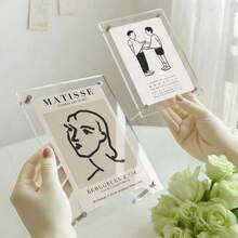 2 piezas Marco de fotos acrílico con soporte - Soporte para exhibir postales, diseño flotante rectangular transparente clásico, adecuado para exhibición en escritorio, decoración del hogar u oficina, clip para certificados, adorno de escritorio pequeño A4