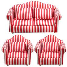 1:12 娃娃屋微型客厅家具套装 - 3 件白色布艺沙发配 4 个枕头、娃娃屋沙发、微风景装饰、斜倚双人沙发、白色装饰、娃娃家具、可爱的小沙发、精致的小沙发吊坠、微型玩具家具，适合作为礼物 - 彩色 - 查看 5