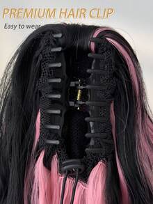 Claw Ponytail Extension Ombre Silver Pink 24 Inch Long Water Wave Hair Heat-Resistant Fiber Synthetic Ponytail Suitable For Daily Use By Women And Girls At Parties - Baby Pink - View 7