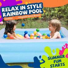 Piscină gonflabilă pentru copii și adulți, potrivită pentru copii mici, în aer liber, grădină, curte, petrecere acvatică de vară, piscină familială dreptunghiulară, albastră (3 opțiuni de dimensiune) - Piscină cu fund cu bule - Vizualizare 6