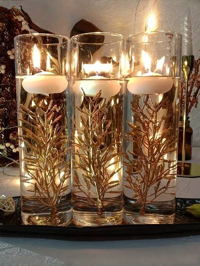 50pcs Faux Flowers, For Floating Candles Centerpiece, 6 Inch Mini Flower Filler Vase Fillers Filling In Floating Candles, For Wedding, Dinning Table, Party, Home, Restaurant Decoration (Gold) Home Decor Room Decor Flower Vase Glass Vase