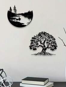 1pc Japanese Bonsai Tree Torii Gate Wall Sculpture, Iron Art Home Decor For Dining Room, Perfect Christmas Decoration With Personalized Name Sign For Farmhouse, Patio, Porch, Unique Gift Idea For Him, Her, Boyfriend, Girlfriend, Dad, Mom, Family, Friends, Valentine's Day, Children's Day, Father's Day, Graduation, Wedding, Housewarming, Living Room, Bedroom, Office, Family Gathering Christmas Decorations Room Decor