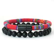 Noter 2件/套 手工石珠手链吊坠 磁性波西米亚风手链 男士饰品 - 男士手繩手鍊套裝 - 查看 15