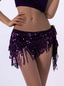 Draped Sequin Fringe Hip Accent, Dance Performance & Rave Costume Accessory - Multicolor - View 24