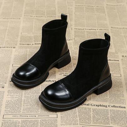 Fashionable Autumn/Winter New Knit Patchwork Ankle Boots, Stylish Short Boots, Slim Fit Boots,Elegant