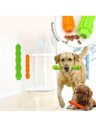 1pc Bone Shaped Dog Chew Toy, Leakage Food Toy, Dog Snack Bar, Teeth Cleaning & Grinding, Random Color