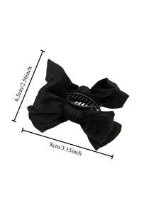 1 件优雅蝴蝶结设计凌乱发髻发爪夹，简约日常假发女士发夹发夹发夹发夹发夹，休闲秋冬发饰女士度假装女士 - 黑色 - 查看 5