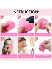 10/20/30/50/60/100 件 100% 天然压缩面部海绵，天然纤维素面部海绵，用于清洁、去角质、洗脸、卸妆和 SPA 使用 - 女士旅行护肤必需品，可重复使用的化妆海绵，配有透明塑料海绵储物罐，适合家庭和旅行 - 彩色 - 查看 2