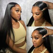 New Arrival Lagos Hairline Bone Straight 250% Density 13x6 HD Lace Frontal Wigs Human Hair Natural M Shaped Hairline With Window's Peak For Natural Look Pre Plucked Pre Bleached Lagos Hairline Lace Front Wig Most Realistic Hairline & Breathable Daily Wear - Natural Black - View 10