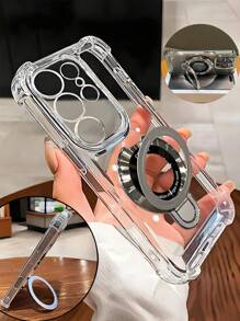 适用于三星 Galaxy S24 S23 S22 S21 的透明电镀磁吸支架保护壳 - 無色 - 查看 2