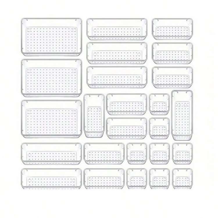 4 Piezas/Set, 87 Piezas/Set, 16 Piezas/Set, 25 Piezas/Set Caja de almacenamiento de escritorio de PET transparente con cajón multifunción, caja de almacenamiento de cosméticos de cocina para clasificar artículos diarios, decoraciones de otoño, decoraciones de fiesta, decoraciones de habitación, decoraciones del hogar, decoraciones de dormitorio, artículos necesarios del hogar, imprescindible para la temporada de regreso a la escuela - transparente - Añade 11