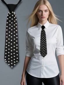 1pc New Luxury Pre-Tied Necktie, Women's Lightweight Luxury Necktie, Uniform Shirt Accessory, Niche Photography, School Style For Dress For Christmas Decor