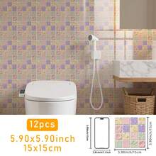 SUPSTICKER 12 miếng dán trang trí nhà cửa bằng chất liệu PVC dày dặn, kiểu dáng hiện đại, họa tiết gạch mosaic giả 2D, tự dính, chống thấm nước, chống dầu, dễ dán, thích hợp cho phòng ngủ, nhà bếp, phòng tắm, mặt bàn đảo bếp, trang trí tường phòng khách. Kích thước: 3.93*3.93/5.9*5.9/7.87*7.87 inch - Nhiều màu - Xem 17