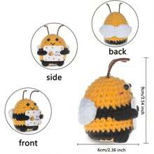 1pc Hand-Woven Positive Energy Bee: An Inspiring Energy Doll. Suitable For Making Key Chains, Bags Or Home Decorations, Made Of Colorful Fabrics And Printed With The Message "Thank You For Bringing Change". Without Batteries, It Is Lovely And Suitable For Holiday Decorations, Parties Or Holiday Gifts. - Multicolor - View 3
