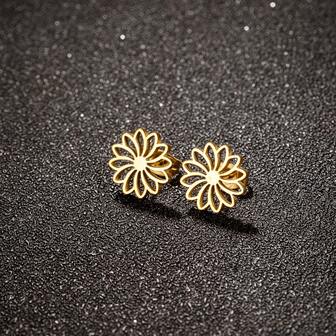 1 par de pendientes de flor sencillos de acero inoxidable, joyería coreana, pequeños pendientes de flor lindos para mujer, nueva moda dulce de 2025