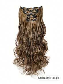 [6 件长波浪接发] 16 个发夹 6 件/套接发 长波浪发型合成假发 耐热 适合女士 - 彩色 - 查看 6