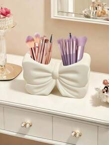 1pc Cute Bow-Shaped Pen Holder - Desktop Makeup Brush And Office Supply Organizer, Elegant Makeup Brush Storage, Suitable For Girls, Students And Women, Creative Decor Design, Also Suitable For Holiday, Beach, Bathroom, Bedroom, Large Capacity - Multicolor - View 8