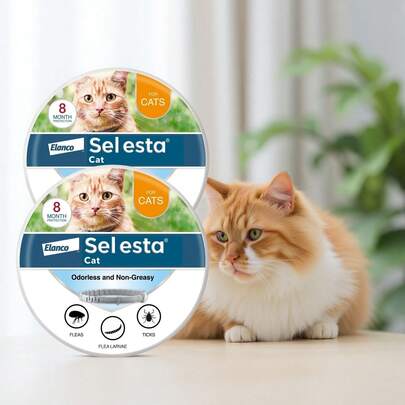 2PACK Selesta Flea & Tick Collar For Cats, 8-Month Long-Lasting Repellent, Break-Resistant And Water-Resistant Design, Comfortable Fit