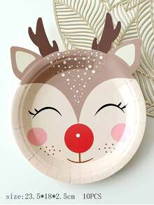 Classic Christmas-Style Red-White-Green Christmas Element Plate Set - Must-Have For Christmas Party Dessert Table, Round Disposable Plates/Cupcake Paper Plates, Leak-Proof & Durable Detail, Suitable For Serving Cocktails/Snacks/Desserts, Essential Tableware For Winter Christmas Holiday Dinners