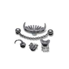 Crocs Zhibixing Accessories Decorative Perforated Shoes Exquisite Texture Personalized Shoe Flowers And Buckles Mixed Silver Metal Five-Piece Set - Silver - View 2