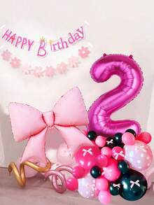14 个气球和 10 个蝴蝶结，巨型紫红色数字气球套装，带蝴蝶结，32 英寸数字生日气球装饰，蝴蝶结形铝箔气球，适合生日派对、周年纪念日、黑色和粉色老鼠主题派对 - 彩色 - 查看 4