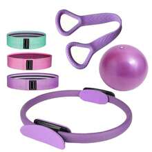 7 件瑜伽健身器材套装，家用瑜伽配件包括 14 英寸瑜伽环、瑜伽球、阻力带，适合女性瑜伽锻炼 - 彩色 - 查看 12