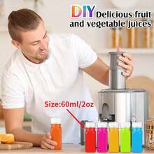 12pcs, 8oz Plastic Juice Bottles With Lids, 4oz, 5oz, 12oz, 16oz Reusable Beverage Bottles, Mini Fridge Bottles, Plastic Mini Juice Containers For Juicing, Smoothie Making, Tea And Homemade Drinks