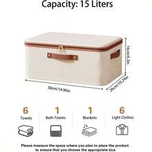 1pc Beige Linen Fabric Zipper Storage Box With Lid - Foldable, Washable, Suitable For Wardrobe Storage Box, Clothes, Underwear, Socks, Lingerie, Suitable For School Supplies, School Decorations Household Use