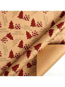 3M 300cm*43cm Natural Kraft Paper Vintage Christmas Tree Gift Wrapping Paper, DIY Gift Decoration,Christmas Valentine Day