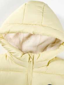 SOLOCOTE 年轻女孩可爱冬季口袋拉链前连帽棉衣，温暖舒适，圣诞礼物 - 黃色 - 查看 6
