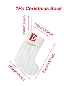 1pc White Knit Christmas Stocking, Xmas English Letters Snowflake Hanging Stockings, For 2025 Christmas Party Decoration,2026 New Year Party Favors Supplies, Christmas Room Decoration, Personalized Initial Christmas Stocking, Family Holiday Xmas Home Room Decor,Christmas Tree Ornaments, Christmas Eve Surprise Gifts Package,Christmas Sock Costumes, Christmas Gift Party Favor - White Christmas Letter Knitted Socks - View 19