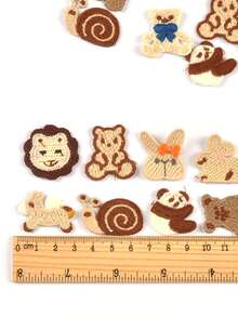 10pcs 2-3cm Assorted Colorful Mini Bear, Rabbit, Snail & Other Random Pattern Decorative Fabric Patches, No Adhesive, DIY Sewing Accessories For Clothing, Hats, Scarves - Multicolor - View 4
