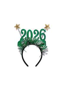 1 Stück 2026 Haarband (Glitzer-Stil) - mit 2026 Nummer & Fünf-Zacken-Stern Design, unisex, geeignet für Partydekorationen, Partybegünstigungen, Neujahrsfeiern und den täglichen Gebrauch