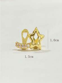 1 Set Fashionable Hollow Star Bar Zirconia Combination Hip Hop Tooth Jewelry, Suitable For Daily, Party, Holiday Gift, Unisex