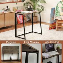 HOMEMAKE Furniture Escritorio de Computadora Plegable Se Puede Usar para Oficina Ahorro de Espacio de Estudio 80 x 40 x 74cm Nuez - Nuez 80*40*74cm - Ver 5