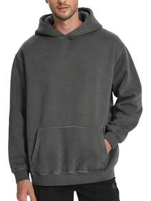 Mens Women Oversized Acid Wash Hoodie Unisex Heavyweight Vintage Fleece Sweatshirt & Hoodies For Men Couple 2025halloween - 灰色 - 查看 9