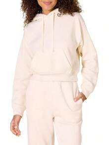 Women's Crop Pullover Hoodie Sweatshirt - Plus Size Fashionable - Màu xanh chanh - Xem 2