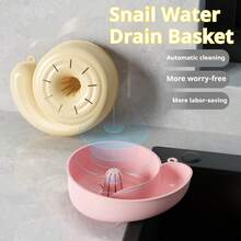 1pc Creative Snail Shaped Sink Strainer - Automatic Cleaning Gravity Flow, Multifunctional Kitchen Sink Drain Basket, Durable Plastic Washable Design, Light Color (Beige, Pink) - Effortless Sink And Bathtub Drainage Tool