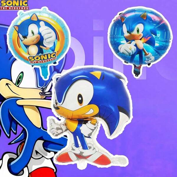 Sega 3pcs Per Pack  Officially Licensed Cool Cartoon Balloon Set Garland Decoration Birthday Party Supplies Gifts