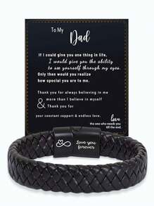 送给我儿子的励志手链，来自爸爸妈妈的礼物，永远记住你更勇敢，编织皮革手链，适合青少年男孩，来自妈妈，可调节，送给儿子的礼物，圣诞礼物