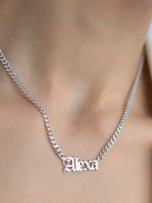 Dây chuyền thép không gỉ NK tùy chỉnh, Unisex, Thích hợp trang trí Halloween, quà Giáng sinh, trang sức thời trang, mặt dây chuyền khắc tên cá nhân, trang sức Hip Hop, dây chuyền vàng & bạc, dây chuyền khắc tên tùy chỉnh, quà sinh nhật, quà tặng bạn bè và người yêu, bạc thời trang, trang sức dành cho nữ - Bạc - Xem 11