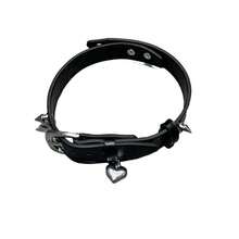 CIREY 1pc Choker Necklace, Dark Leather Rivet Heart Design, Niche Y2K Baddie Subculture Punk Sweet Style