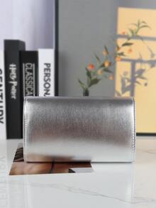 Túi xách nữ màu bạc thời trang hàng ngày, kiểu dáng thường ngày. - Bạc - Xem 6