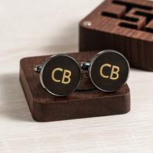 Personalized Embossed Monogram Wedding Cufflink, Custom Handmade Groomsmen Proposal, Gift For Father, Best Man Gift, Wedding Groomsman Cufflinks, Christmas Gift - Multicolor - View 3