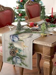 1 buc/10 buc. Șervețel de masă cu model de lumânări de Crăciun, decor de casă de Crăciun, decor de casă sezonier de iarnă, stil modern, material asemănător inului, 33 * 91CM / 33 * 183CM / 33 * 274CM, 3 opțiuni de dimensiune, decor de casă de Crăciun, accesorii pentru petreceri de interior și exterior, decorare cu tematică de Crăciun, decor de cameră. Potrivit pentru decorul bucătăriei de acasă și decorarea petrecerii de Crăciun.