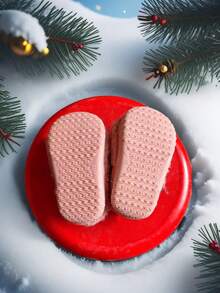 1 Pair Baby Cartoon Thermal Lined Flat Heel Casual Shoes, Suitable For Autumn/Winter